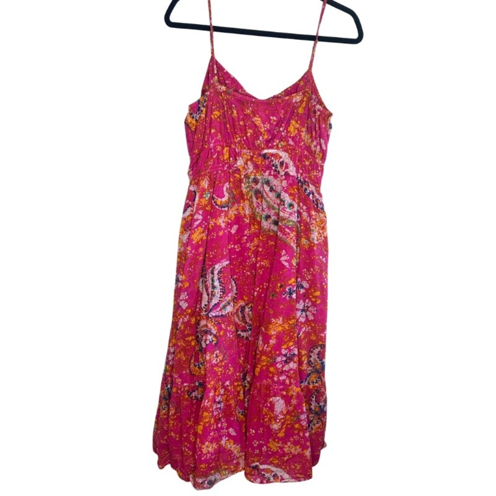 Cleobella Monaco Midi Dress Hibiscus Pink Paisley Organic Cotton Size Large - Picture 6 of 9